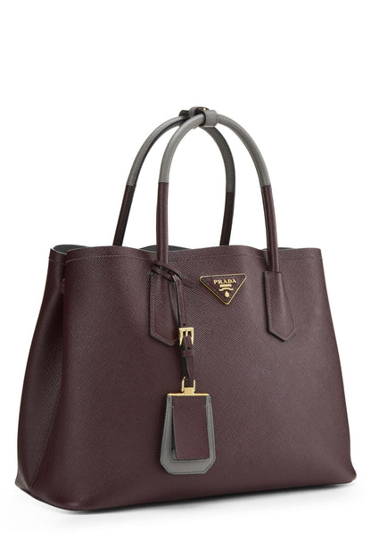 Prada, sac fourre-tout double taille moyenne en saffiano violet d'occasion, violet