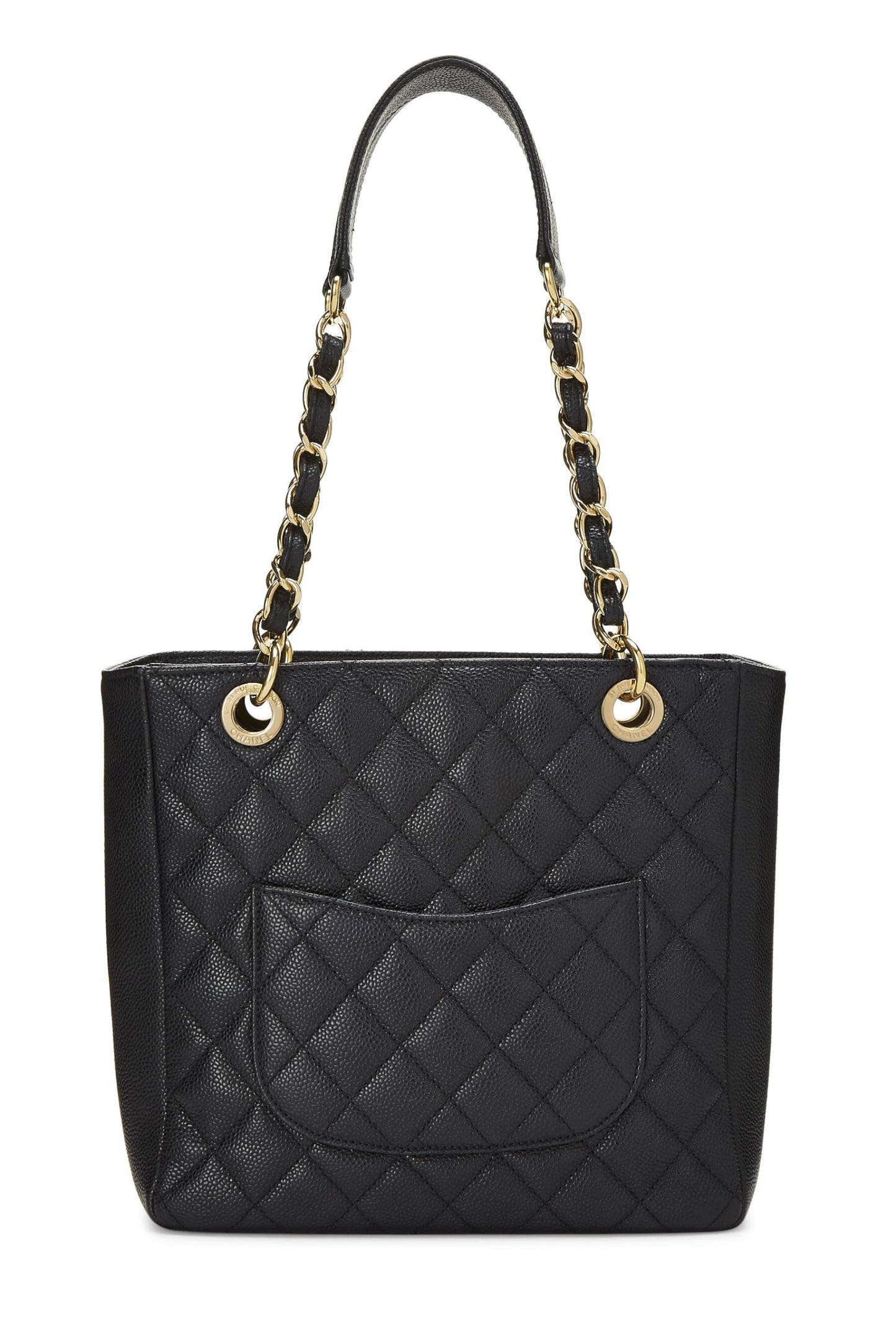 Chanel, Pre-Loved Black Quilted Caviar Petite Shopping Tote (PST), Black