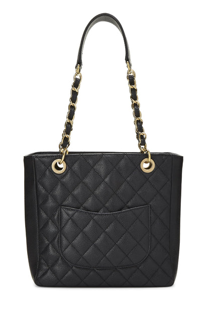 Chanel, Bolso shopping Petite de caviar acolchado negro Pre-Loved (PST), Negro