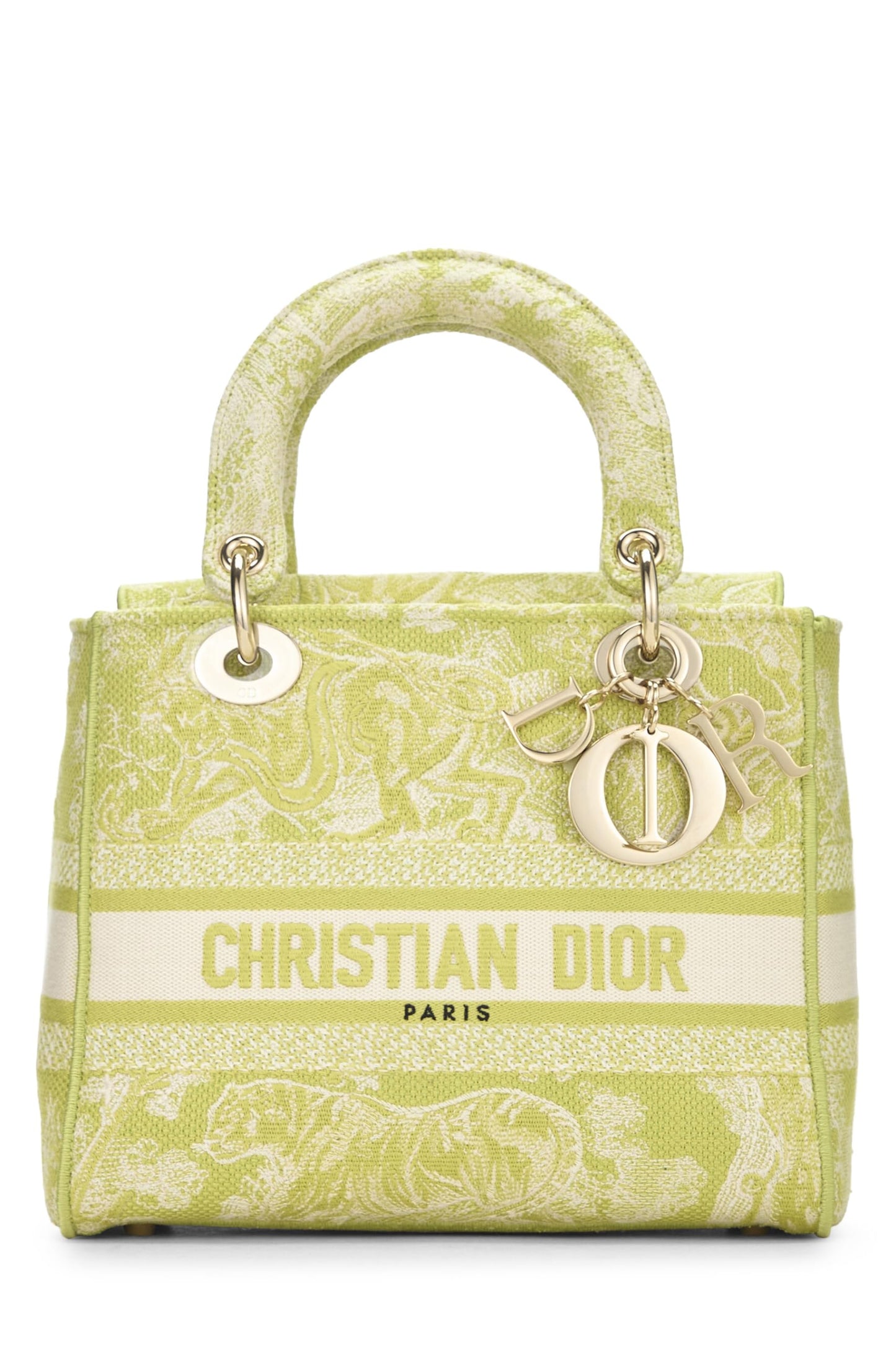 Dior, Pre-Loved Lona bordada verde Lady D-Lite Medium, Verde