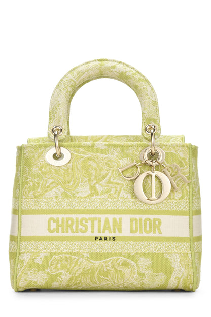 Dior, Pre-Loved Green Embroidered Canvas Lady D-Lite Medium, Green