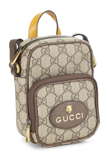 Gucci, Bolso mini para cámara con doble cremallera vintage GG Supreme Neo marrón Pre-Loved, Marrón