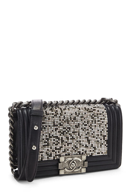 Chanel, Pre-Loved Black Embellished Swarovski Crystal Boy Bag Small, Black