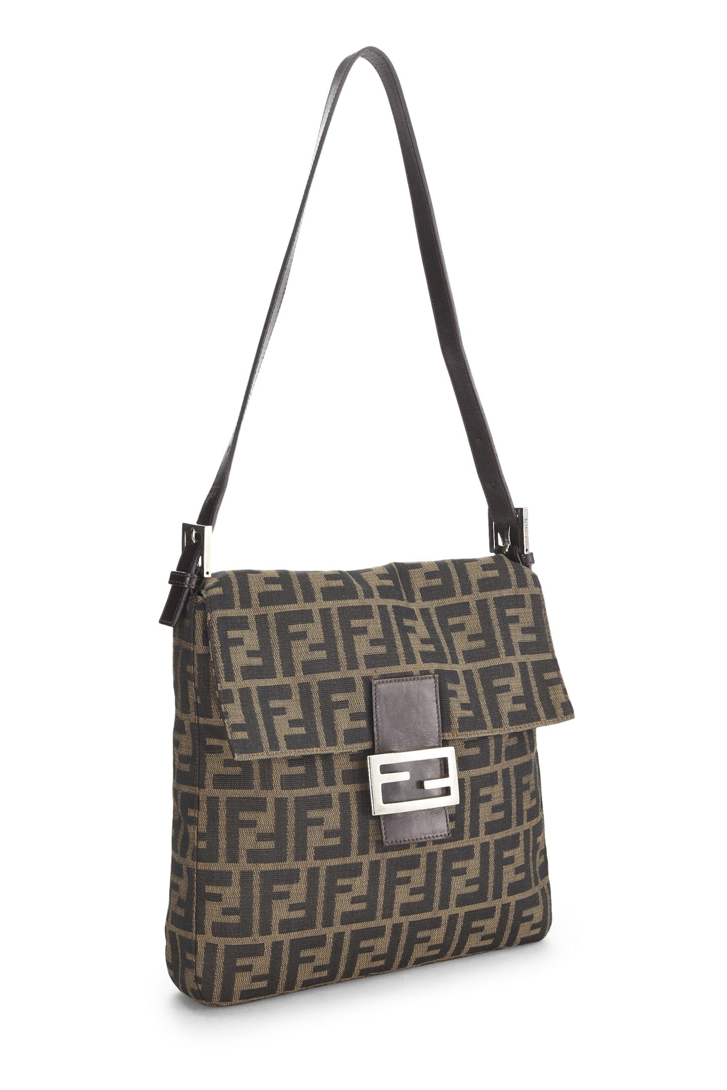 Fendi, sac à bandoulière en toile marron Zucca d'occasion, marron