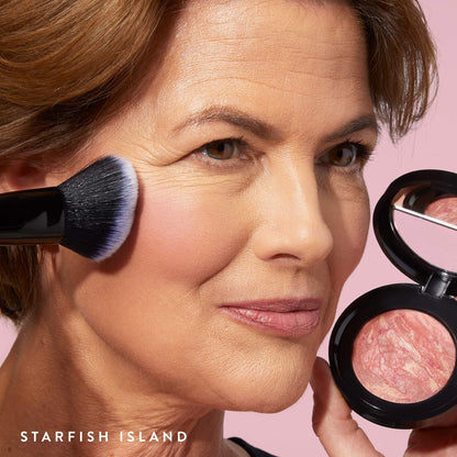 LAURA GELLER NEW YORK Rubor marmoleado Baked Blush-n-Brighten - Paquete de brochas para rubor en ángulo y Starfish Island