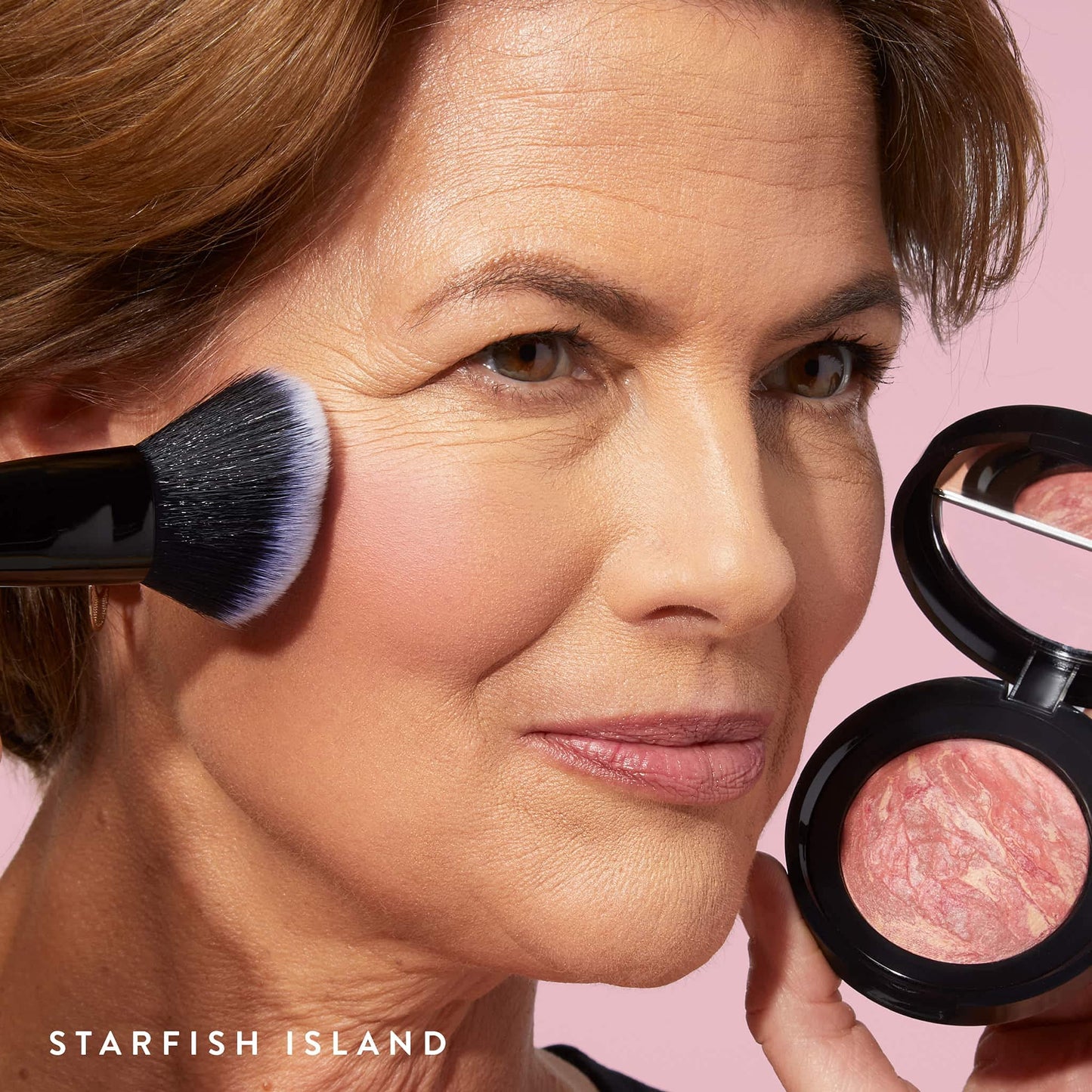 LAURA GELLER NEW YORK Baked Blush-n-Brighten Blush, Starfish Island + Modern Classic Cream Lipstick, Real Rosy