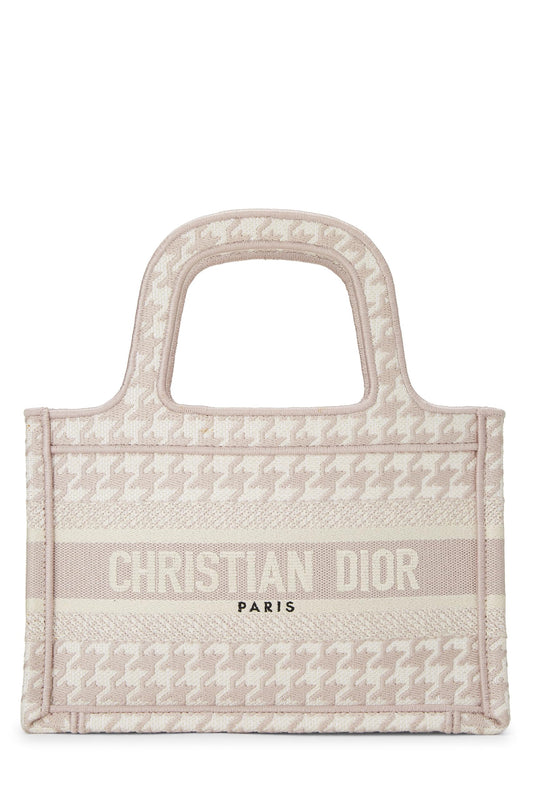 Dior, Mini sac fourre-tout en toile à motif pied-de-poule rose d'occasion, rose