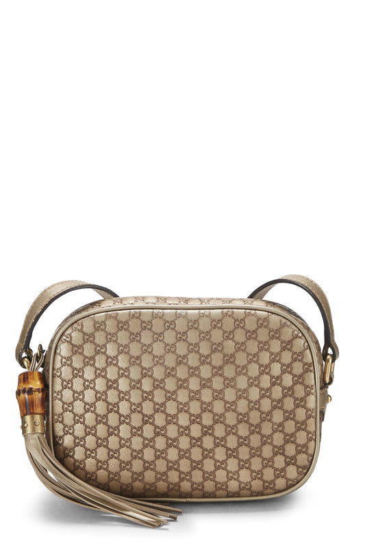 Gucci, sac photo en cuir Microguccissima doré d'occasion, doré