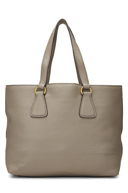 Prada, Pre-Loved Grey Vitello Daino Tote Small, Grey