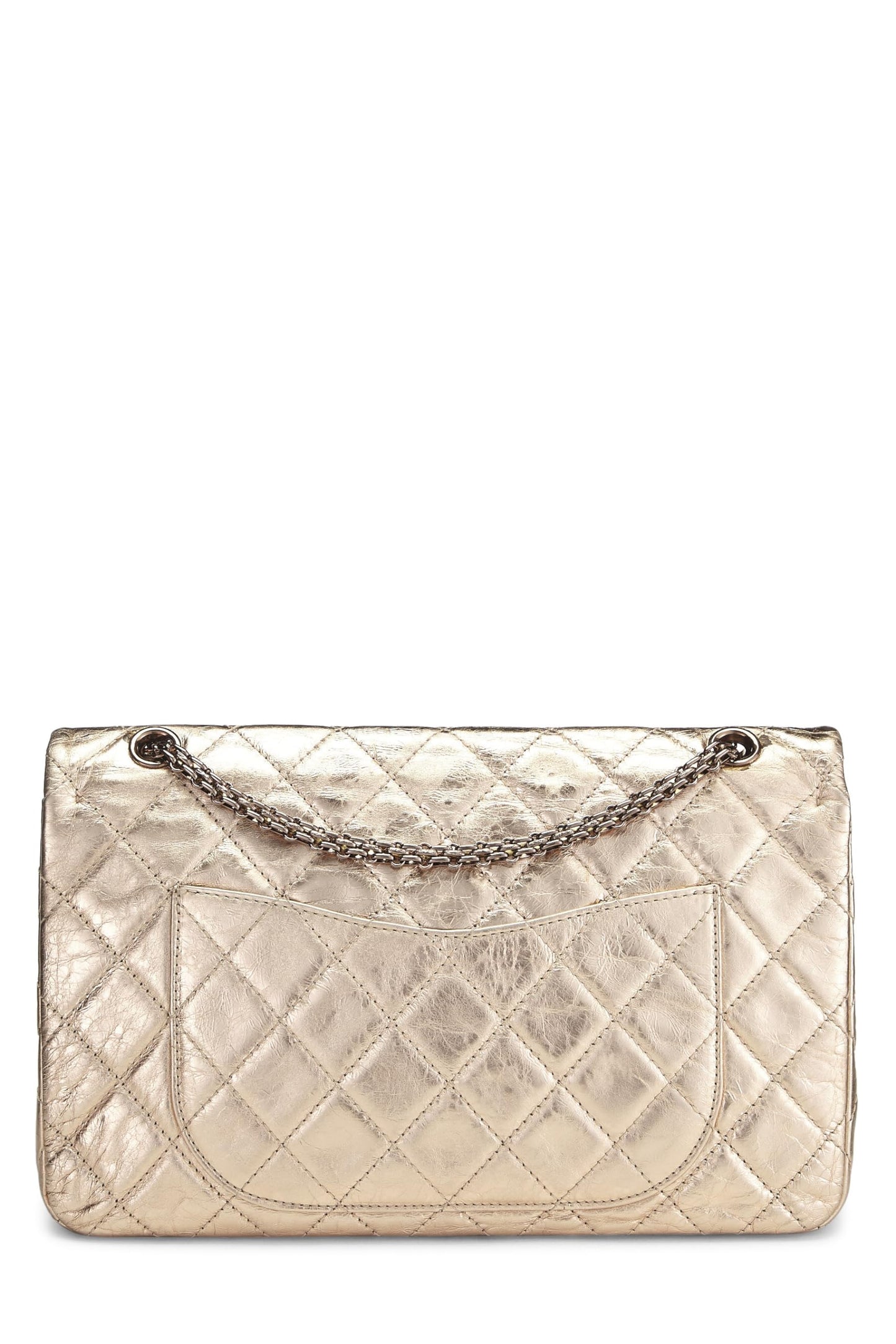 Chanel, Reissue Flap 227 en cuir d'agneau matelassé doré d'occasion 2.55, doré