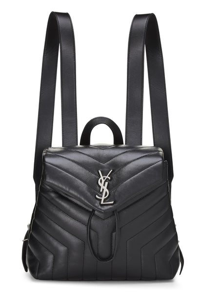 Yves Saint Laurent, Pre-Loved Black Calfskin Monogram Loulou Backpack, Black