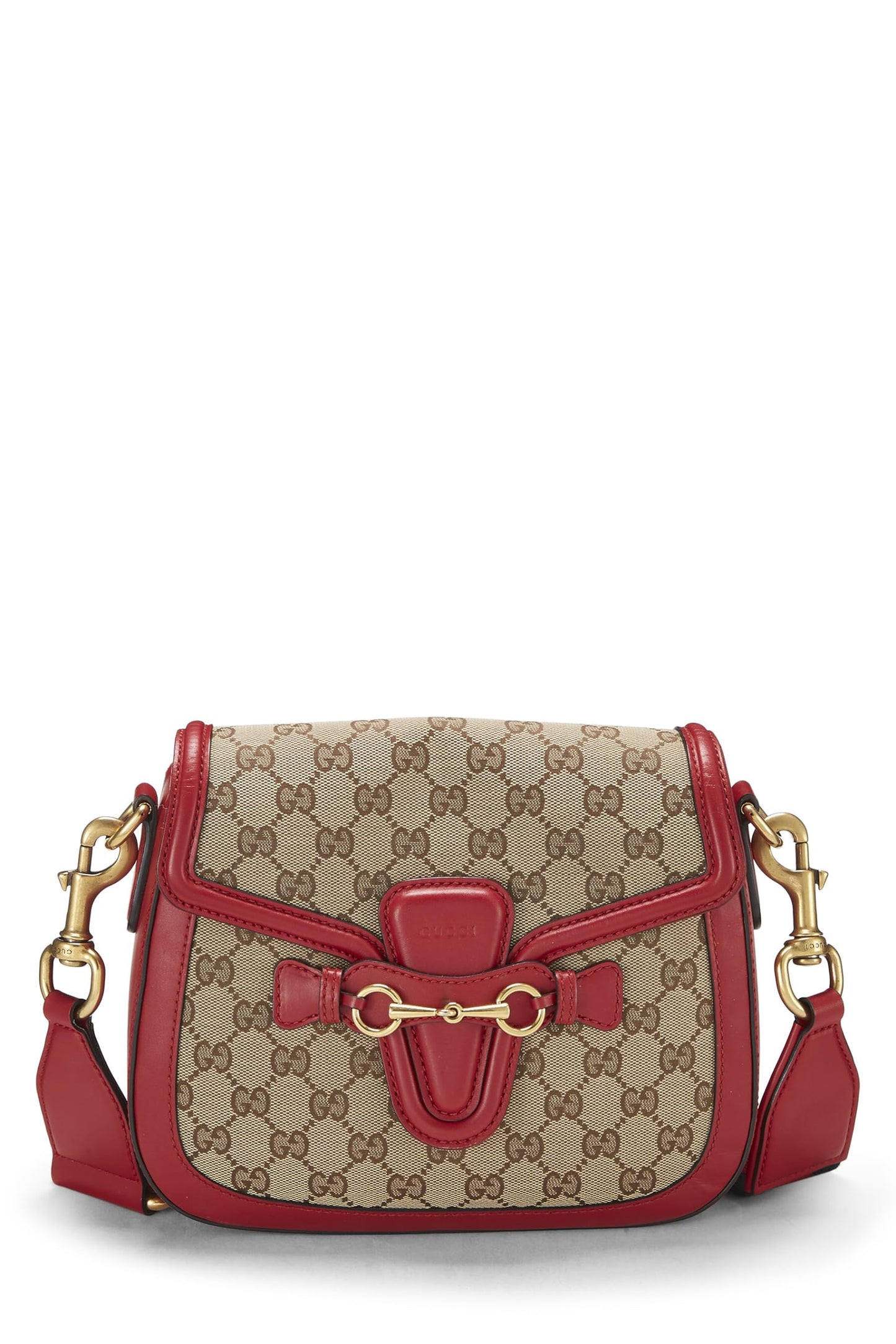 Gucci, Pre-Loved Red Original GG Canvas Lady Web Shoulder Bag Small, Red