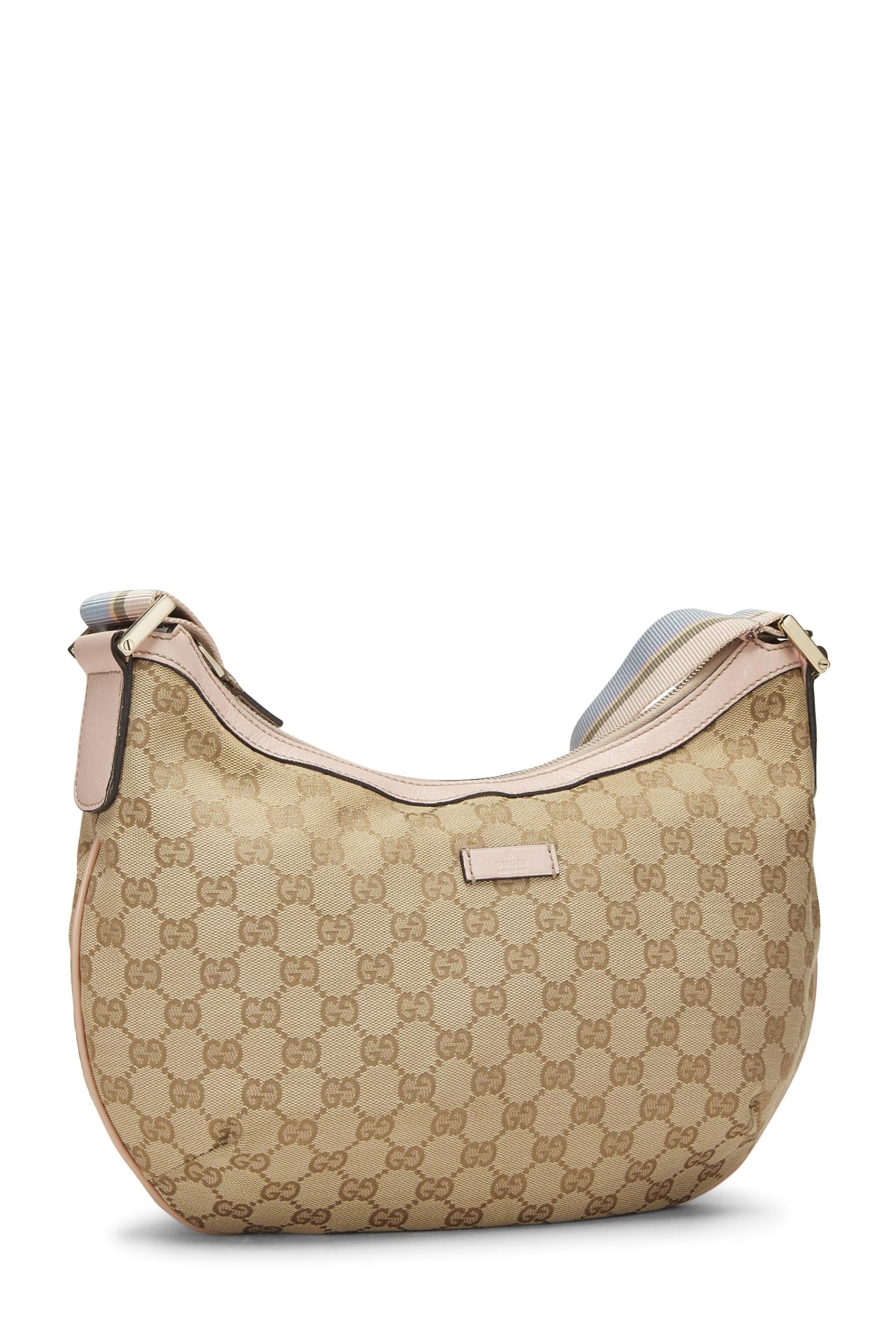 Gucci, Pre-Loved Original GG Canvas Web Round Messenger, Pink