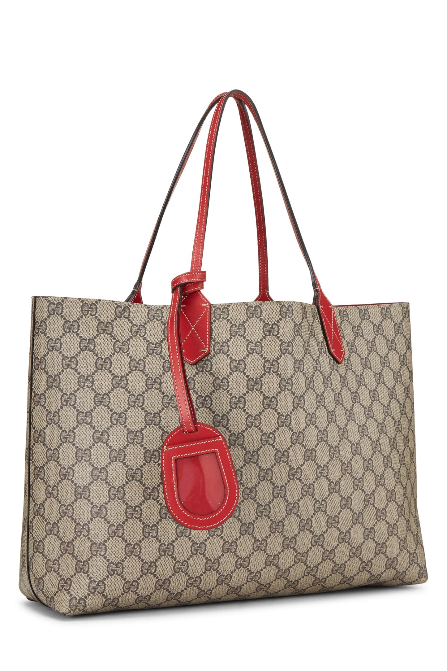 Gucci, sac fourre-tout réversible en toile rouge et original GG Supreme d'occasion, rouge