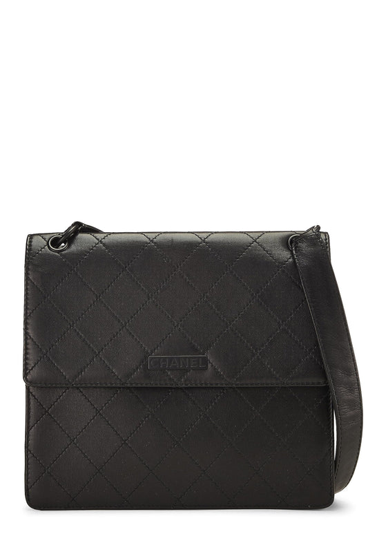 Chanel, sac à bandoulière en cuir d'agneau noir d'occasion, noir