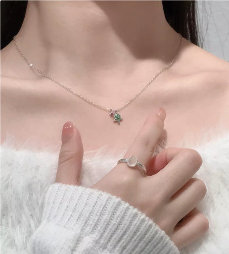 Christmas Small Tree Necklace Collarbone Chain High-end Pure Silver Light Luxury Niche 925