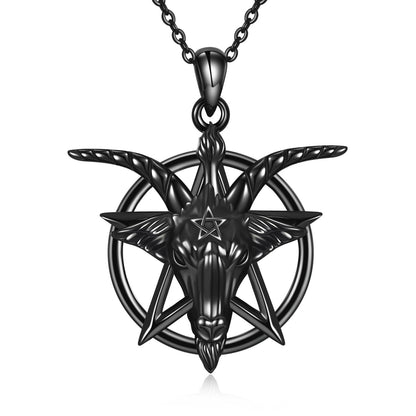 Collar de pentagrama invertido de Baphomet en plata de ley 925