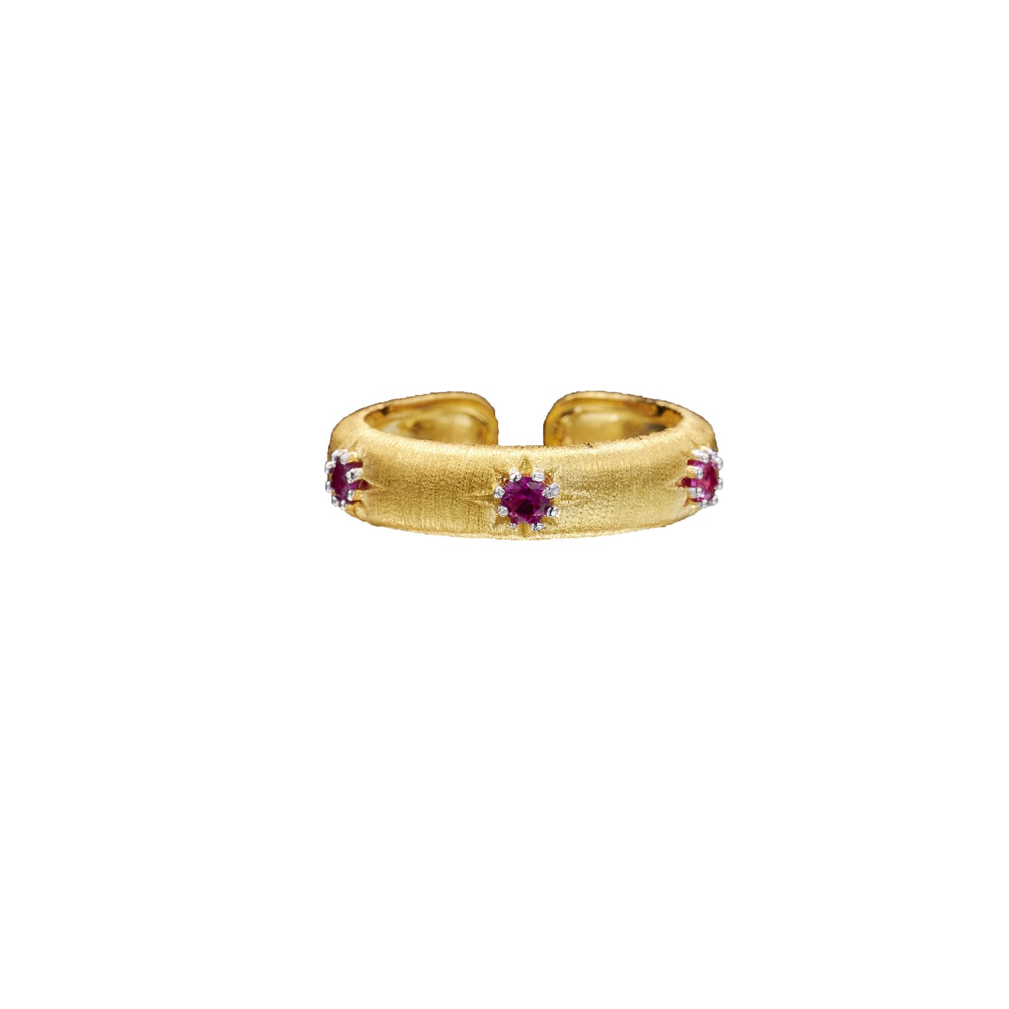 Silver Gold Plated Inlaid Red Zircon Fashion Simple Temperament Ring