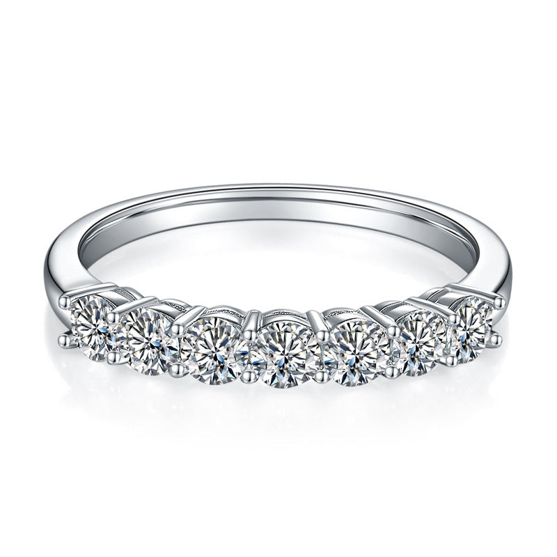 Moissanite Seven Diamond Row S925 Silver Ring