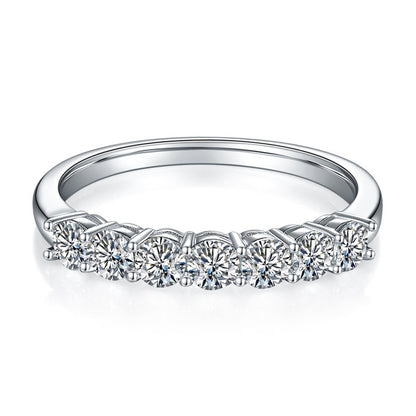 Moissanite Seven Diamond Row S925 Silver Ring