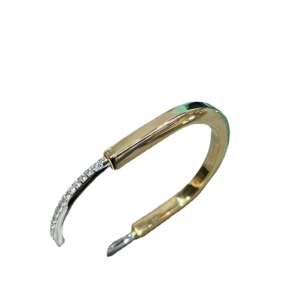 Bracelet à tête de serrure en demi-diamant avec galvanoplastie à séparation de couleurs