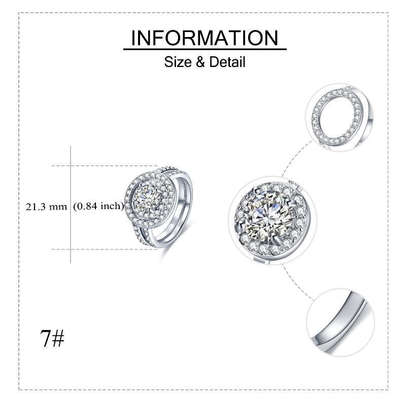 Ensemble de bagues en zircone cubique en argent sterling 925, bague de protection empilable à double halo, bijoux pour femmes