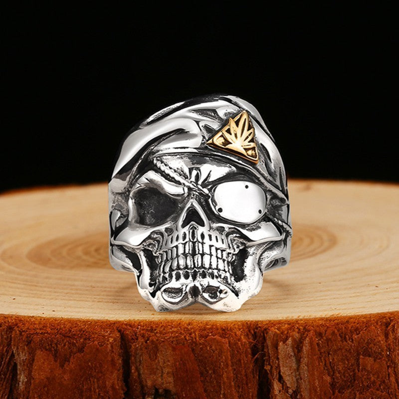 Personality 925 Sterling Silver Clown Hip Hop Punk Skull Ring