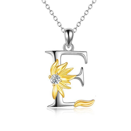 Collier avec pendentif lettre A en argent sterling avec initiale de l'alphabet tournesol