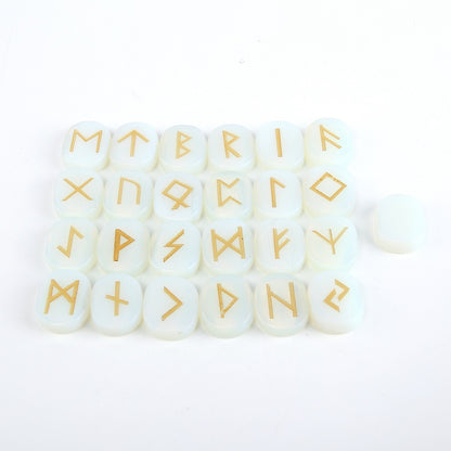 Nordic Germanic Runes Luenruini Letter Natural Crystal Oval Piece Rune 24 1 Set