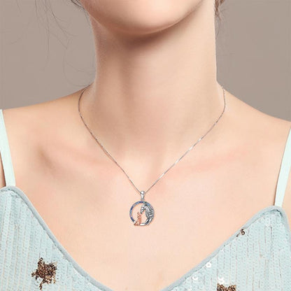 Collier en argent sterling avec fille et princesse dragon