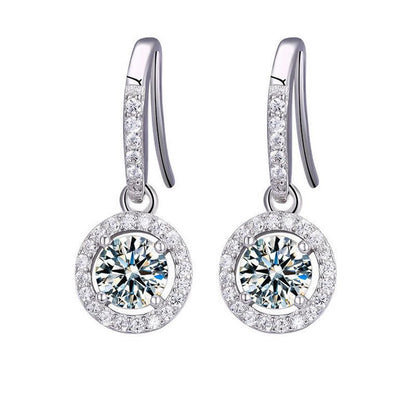 1 Karat Round Bag Micro-inlaid 925 Silver Moissanite Ear Studs