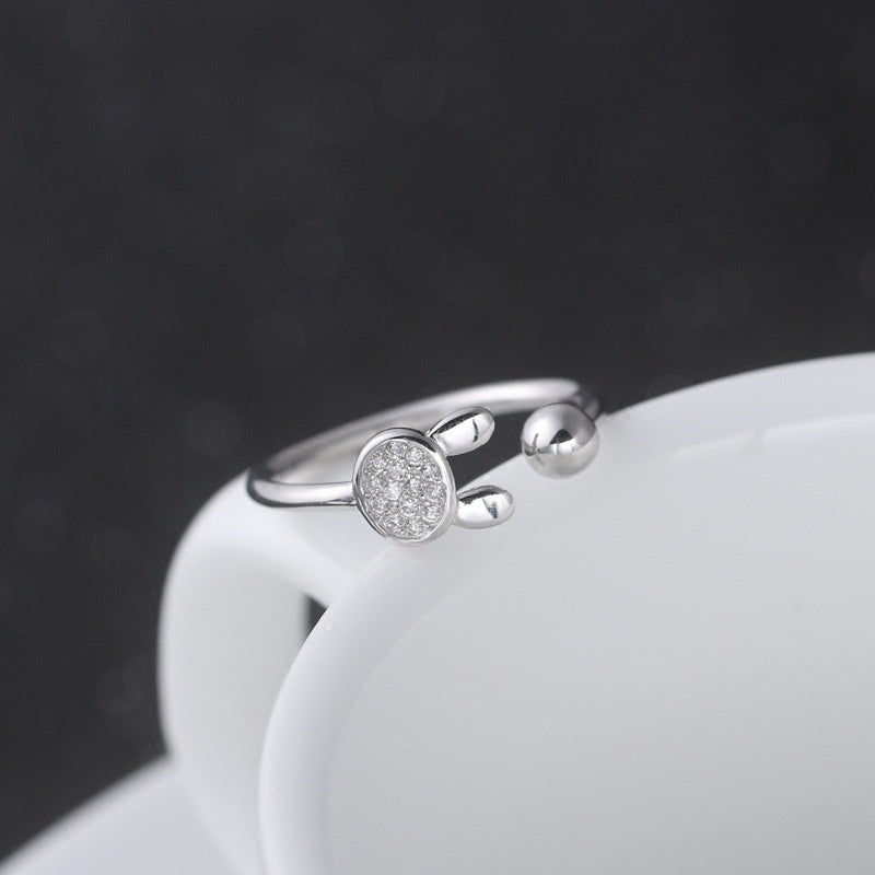 Women's Sterling Silver Rabbit  Ring Tail Ring