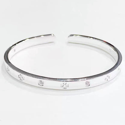 Bracelet porte-bonheur en argent sterling avec trèfle pour femme simple