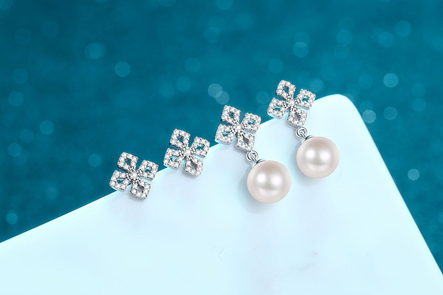 925 Sterling Silver Female 31 Points Moissanite Freshwater Pearl Ear Studs