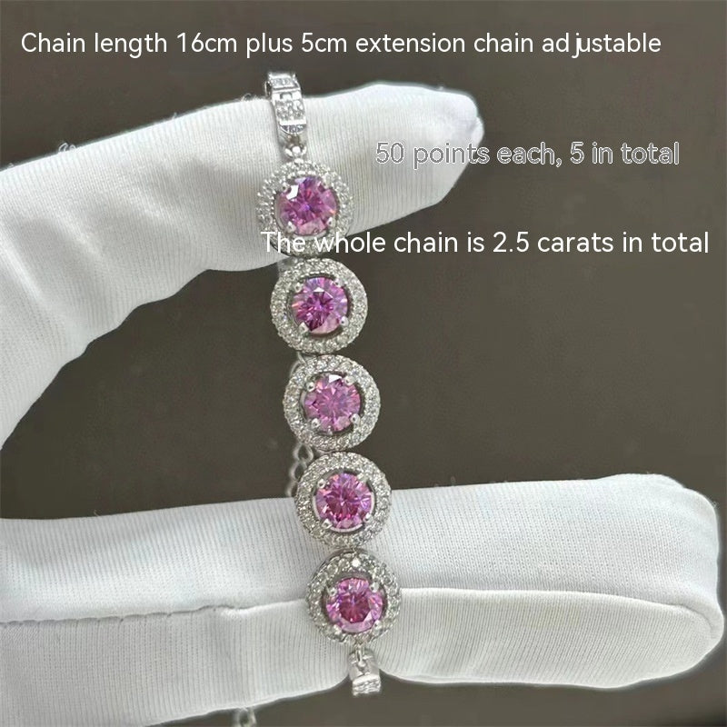 Pulsera de moissanita para mujer con diamantes de colores