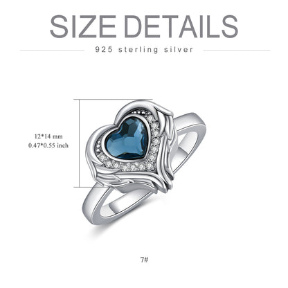 Bague en argent sterling 925 avec urne funéraire en forme de cœur en forme d'aile d'ange pour contenir les cendres de vos proches