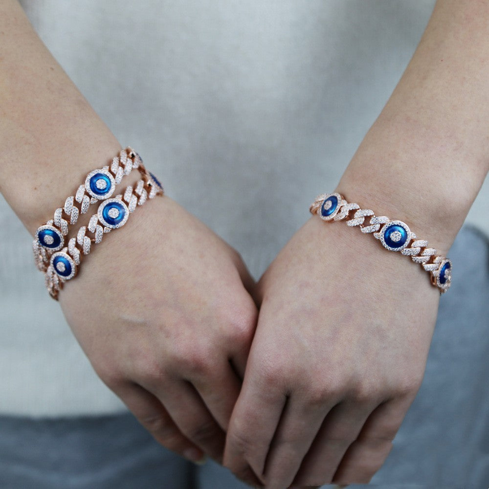 Blue Eyes Zircon Cuban Bracelet Inlaid With Zircon Jewelry