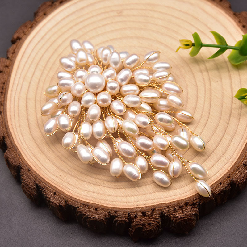 Natural Pearl Brooch Female European And American Retro Pure Hand-woven Pearl Brooch