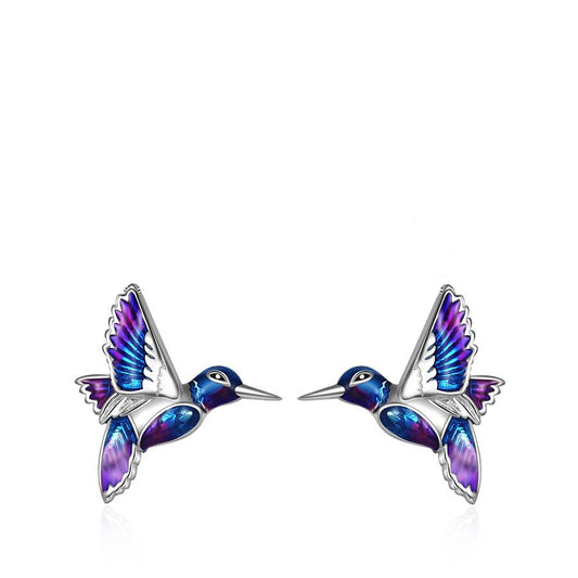 Pendientes colgantes con forma de colibrí en plata de ley 925, regalo de joyería para mujer