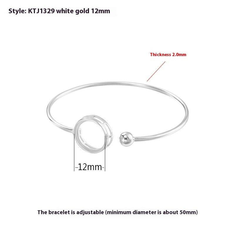 S925 Silver Bracelet Eardrop Frame Women's Simple Temperament Open-ended Bracelet