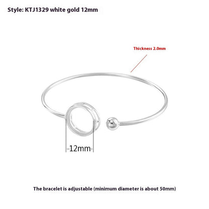 S925 Silver Bracelet Eardrop Frame Women's Simple Temperament Open-ended Bracelet