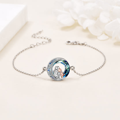 Pulsera ajustable de plata de ley con forma de perro para niñas, regalo de joyería con cristal