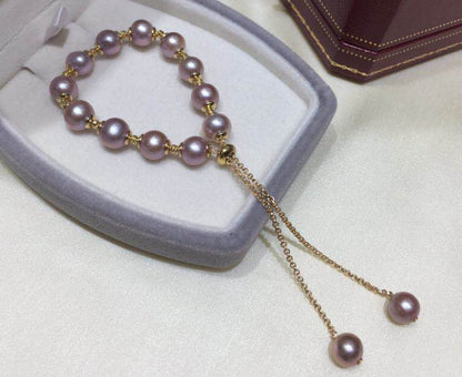 Purple Freshwater Pearl Adjustable Bracelet Bracelet