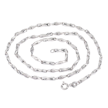 S925 Sterling Silver Necklace Ingot Chain White Gold Plated Choker