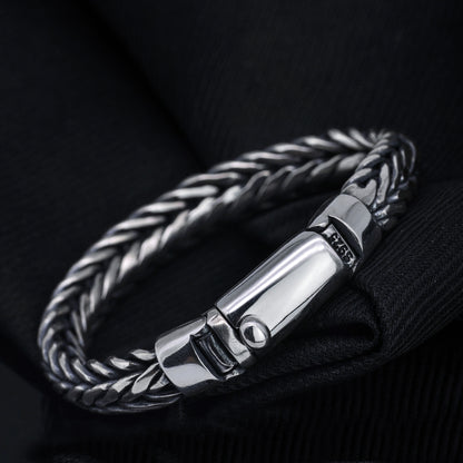 S925 Silver Handmade Woven Keel Bracelet For Men