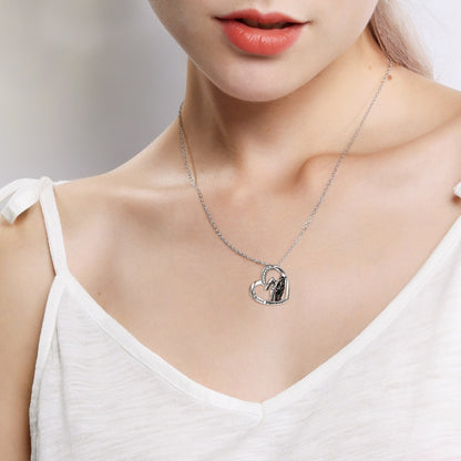 Collier avec pendentif cheval et fille en argent sterling pour filles et femmes