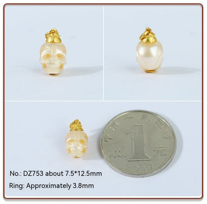 18K Gold Inlaid Pearl Shell Dapeng Bird Skull Pendant