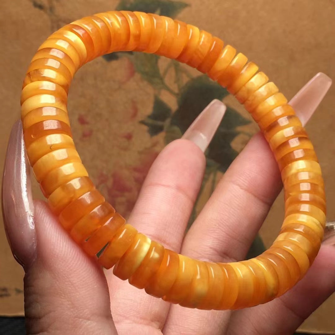 Pulsera de pastillas de cera de abejas natural con miel vieja cortada en tiras finas