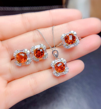 Natural Color Citrine Set Ring Pendant Earrings Crystal Clean