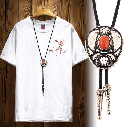 Men's, Red Stone Pendant Necklace